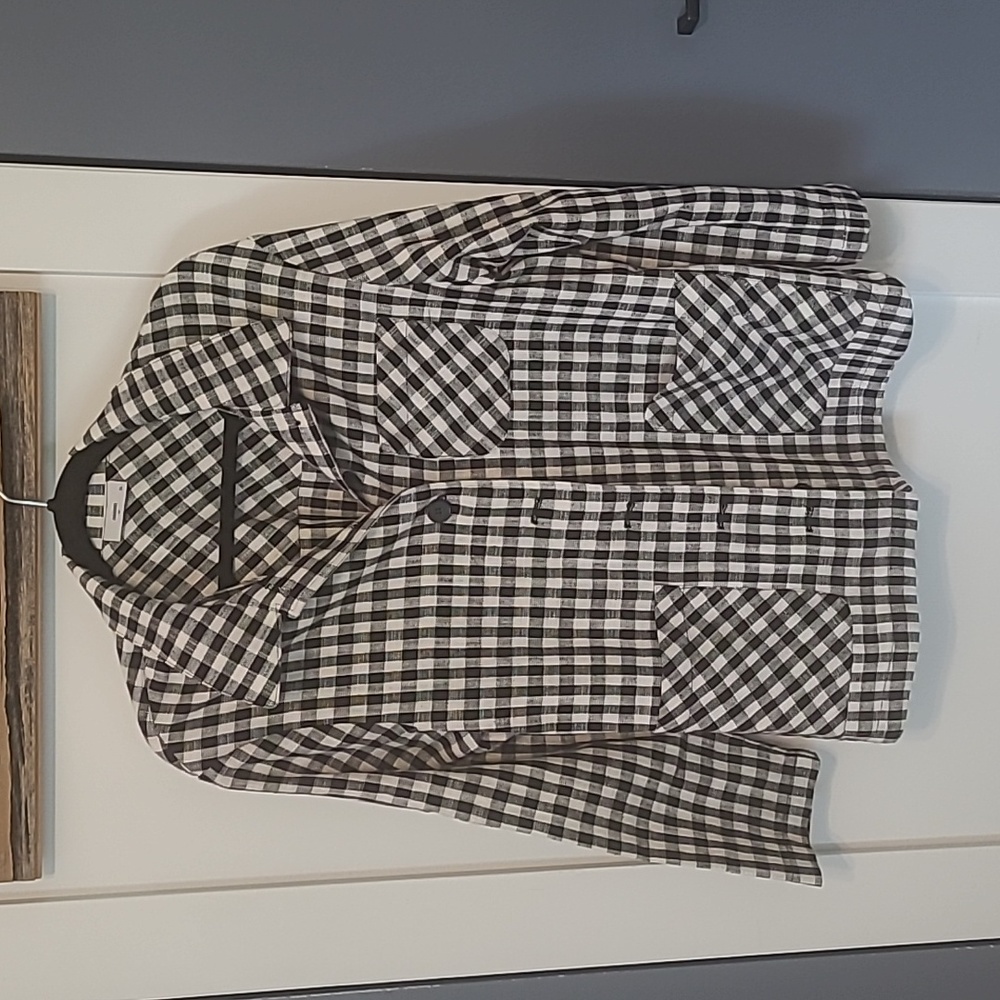 Gingham pattern light shacket